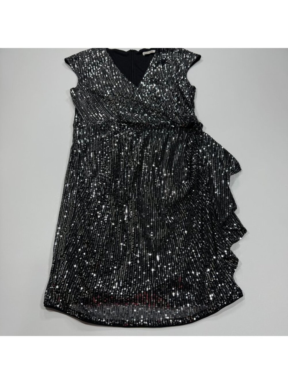 Grace Karin Dress Women's XL Black Wrap Sequin Ruffled Evening Party Cocktail